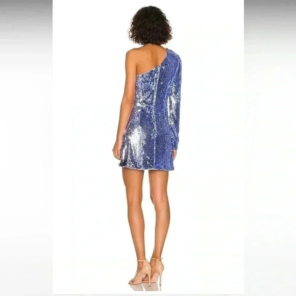 Bardot One Shoulder Sequin Dress in Blue sz 8 - Picture 6 of 6